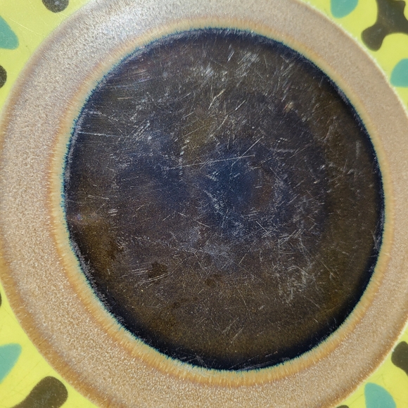 Vintage Electra Decorative Stoneware Plate Green - Brown Boho Design - Picture 12 of 14